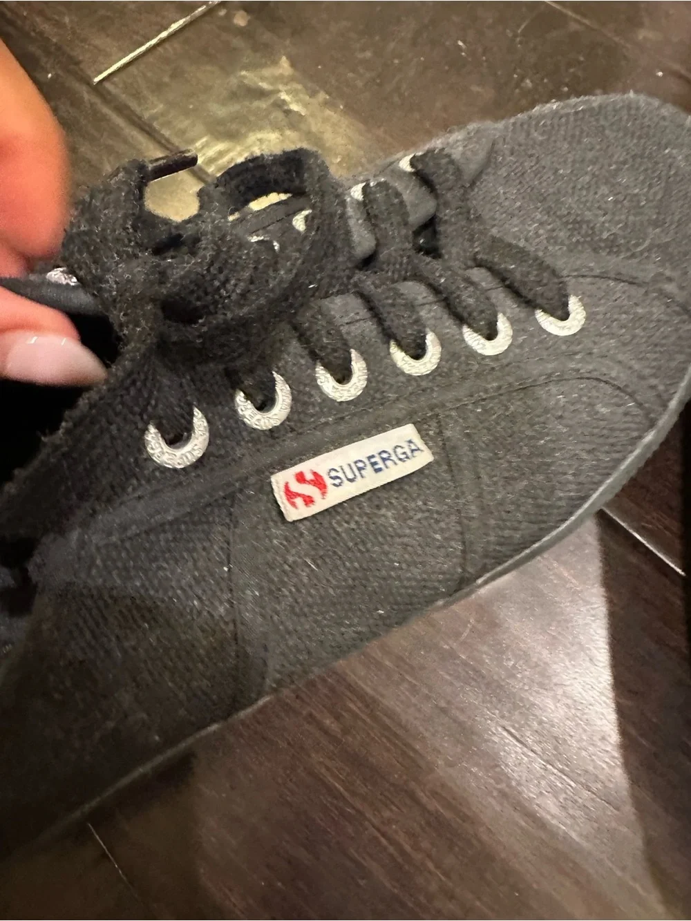 Superga Black Canvas Platform Sneakers with Thick Sole